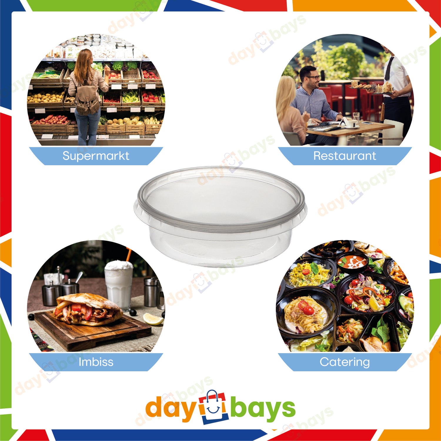 Feinkostbecher PP 250 cc. 101x51 mm rund Kombi-Verpackung inklusive passende Deckel