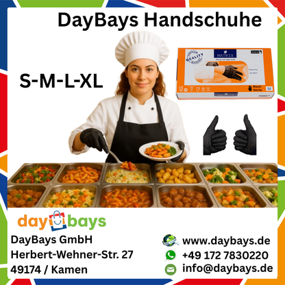 DayBays Nitril Einweghandschuhe Größe S Schwarz Puderfrei Latexfrei