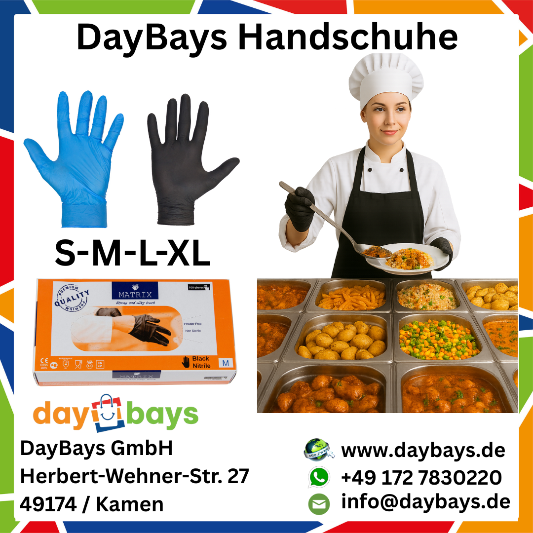 DayBays Nitril Einweghandschuhe Größe S Schwarz Puderfrei Latexfrei