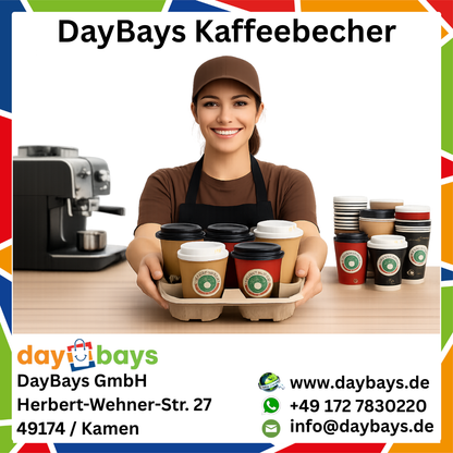 DayBays Kaffeebecher 7oz/175ml Ø6cm " Coffee To Go Becher " Pappe mit PE-beschichtet