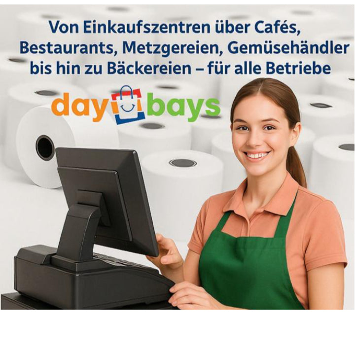 DayBays Thermorolle 57x36x12 mm 15 meter pro Rolle Kassenrollen aus Papier