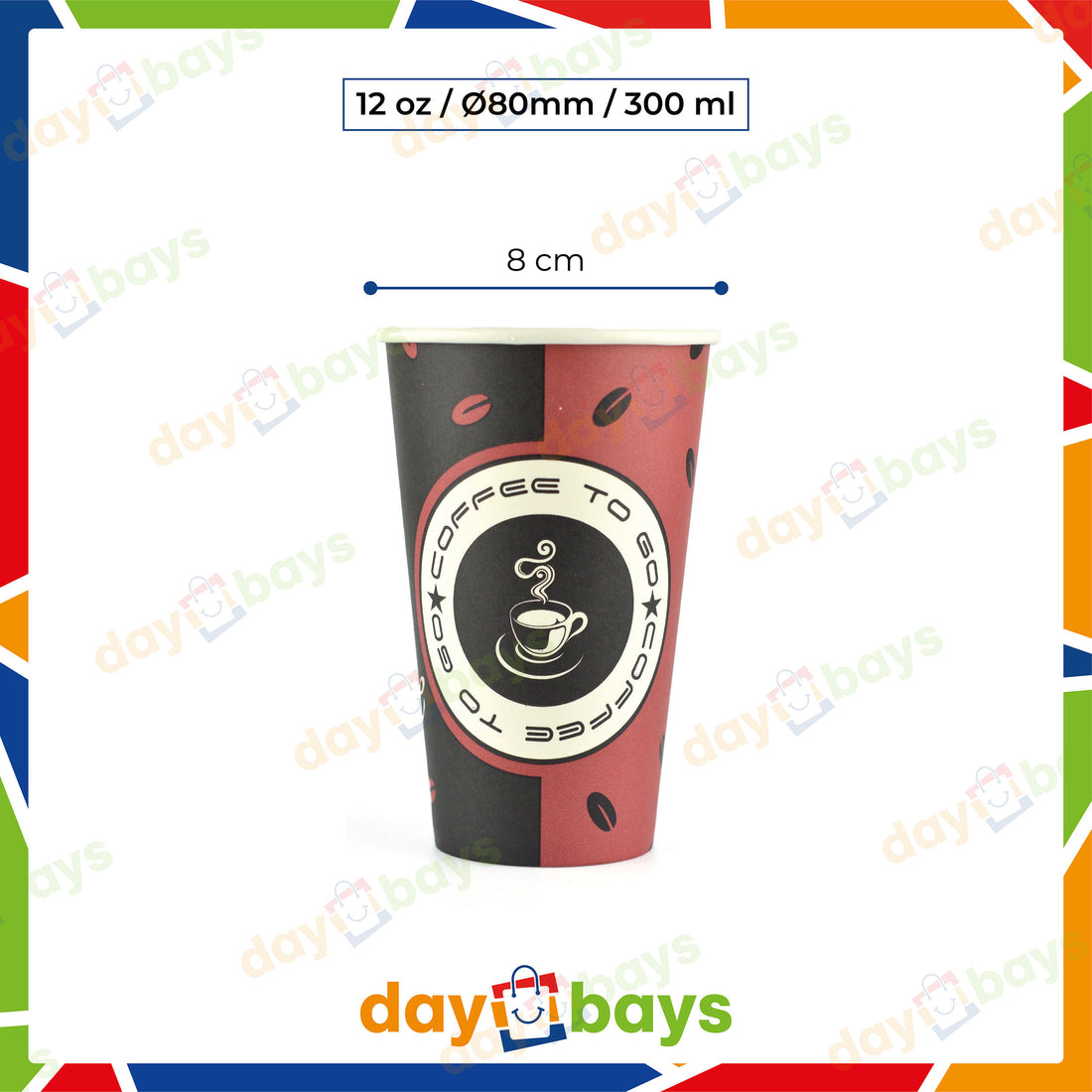 Kaffeebecher To Go 12 oz Slim / 300 ml – Pappe, PE-beschichtet, Ø 8 cm
