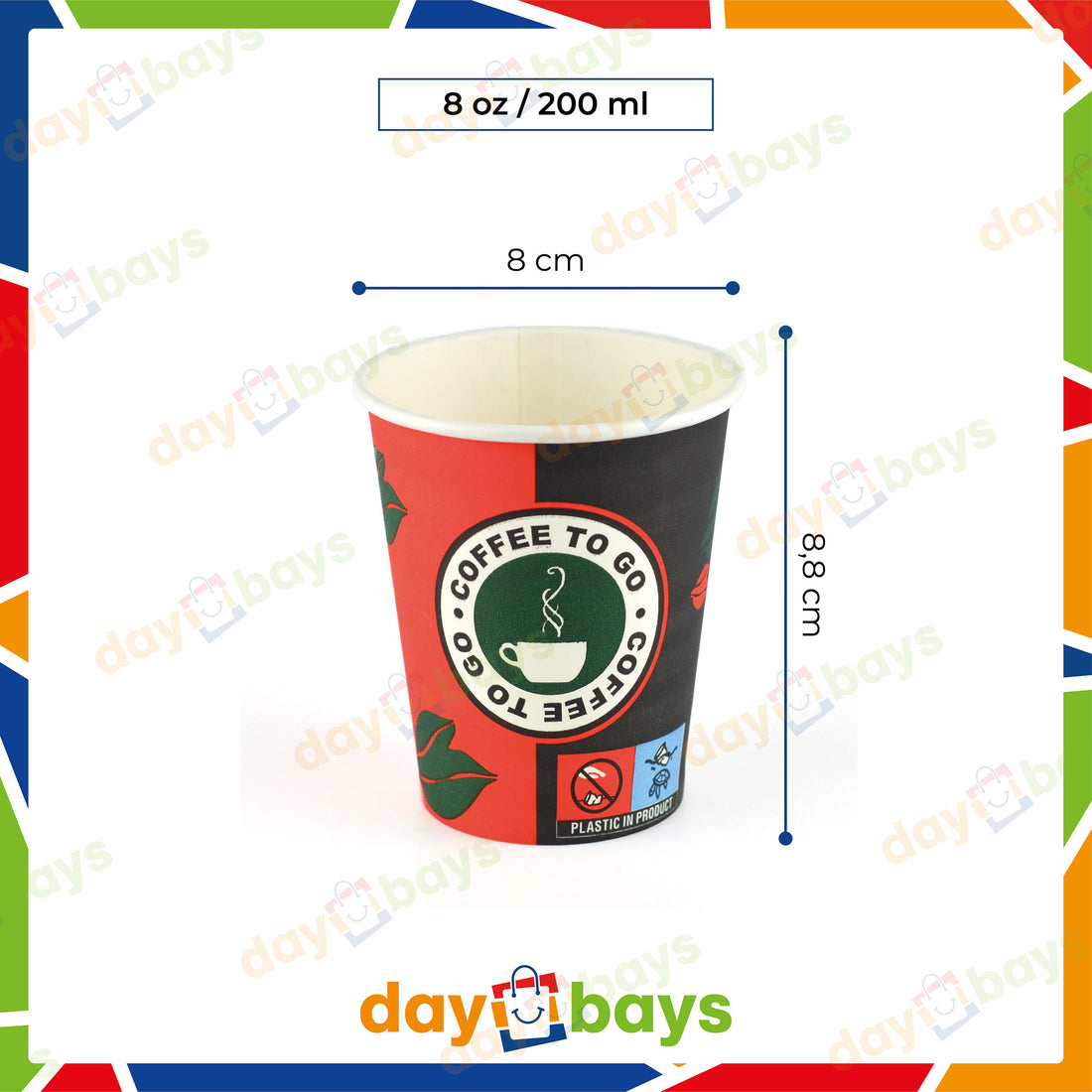 Kaffeebecher To Go 8 oz / 200 ml – Pappe, PE-beschichtet, Ø 8 cm