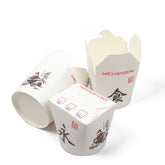 asia-box mit faltdeckel 16 OZ 500 ml Papier+PE-beschichtet mit Druck Motiv "Thank You Enjoy" Rund Weiß