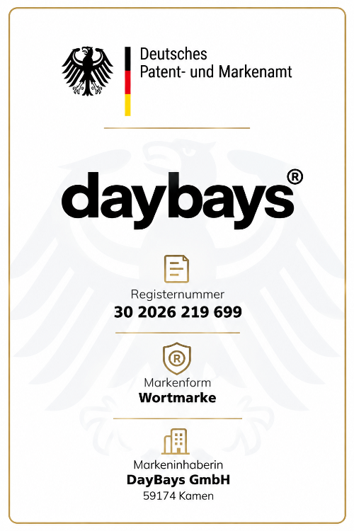 DPMA-Markenregistrierung der Wortmarke daybays – Registernummer 30 2026 219 699
