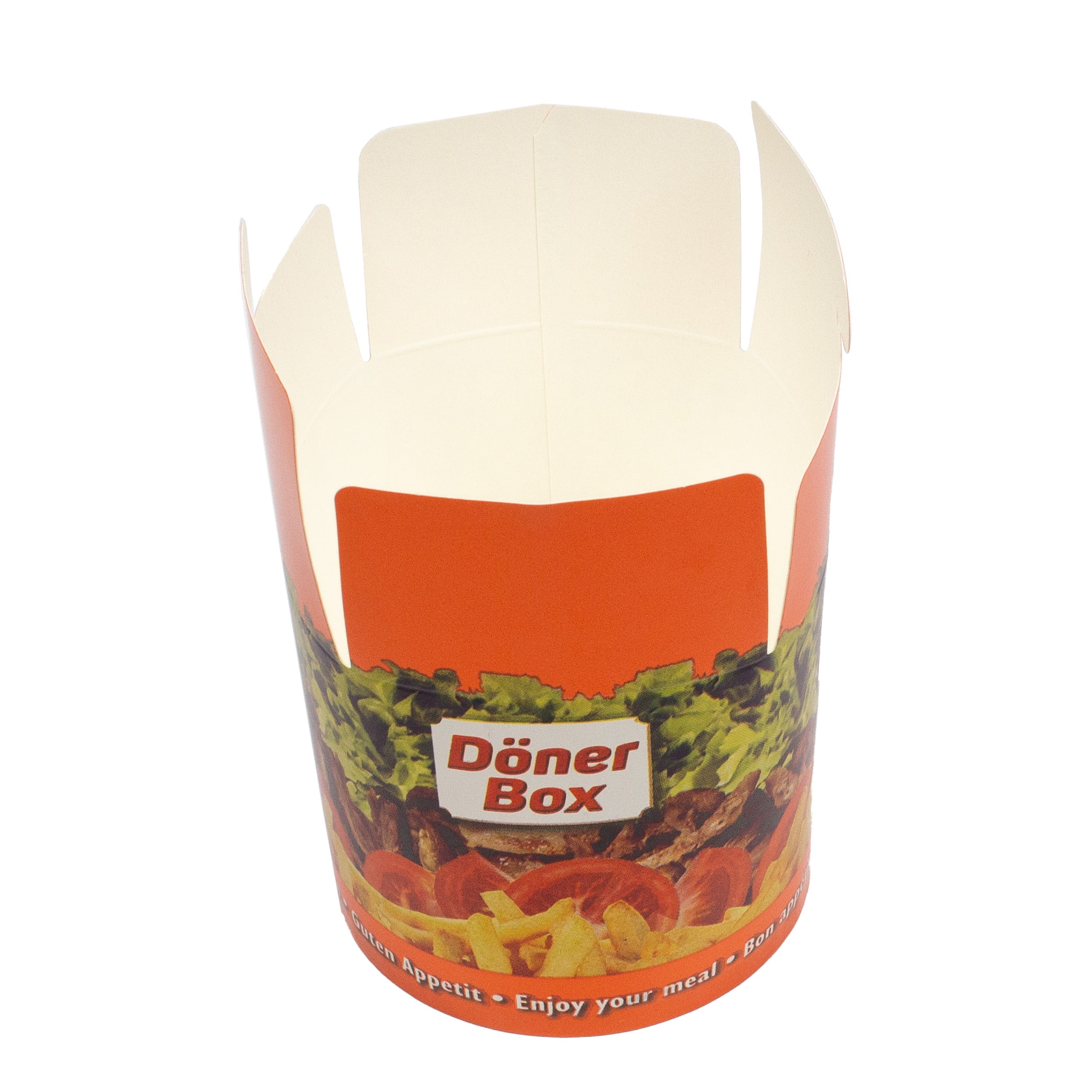 dönerboxen guten appetit 16 OZ 500 ml Papier+PE-beschichtet mit Druck Motiv &quot;Guten Appetit&quot; Rund Rot