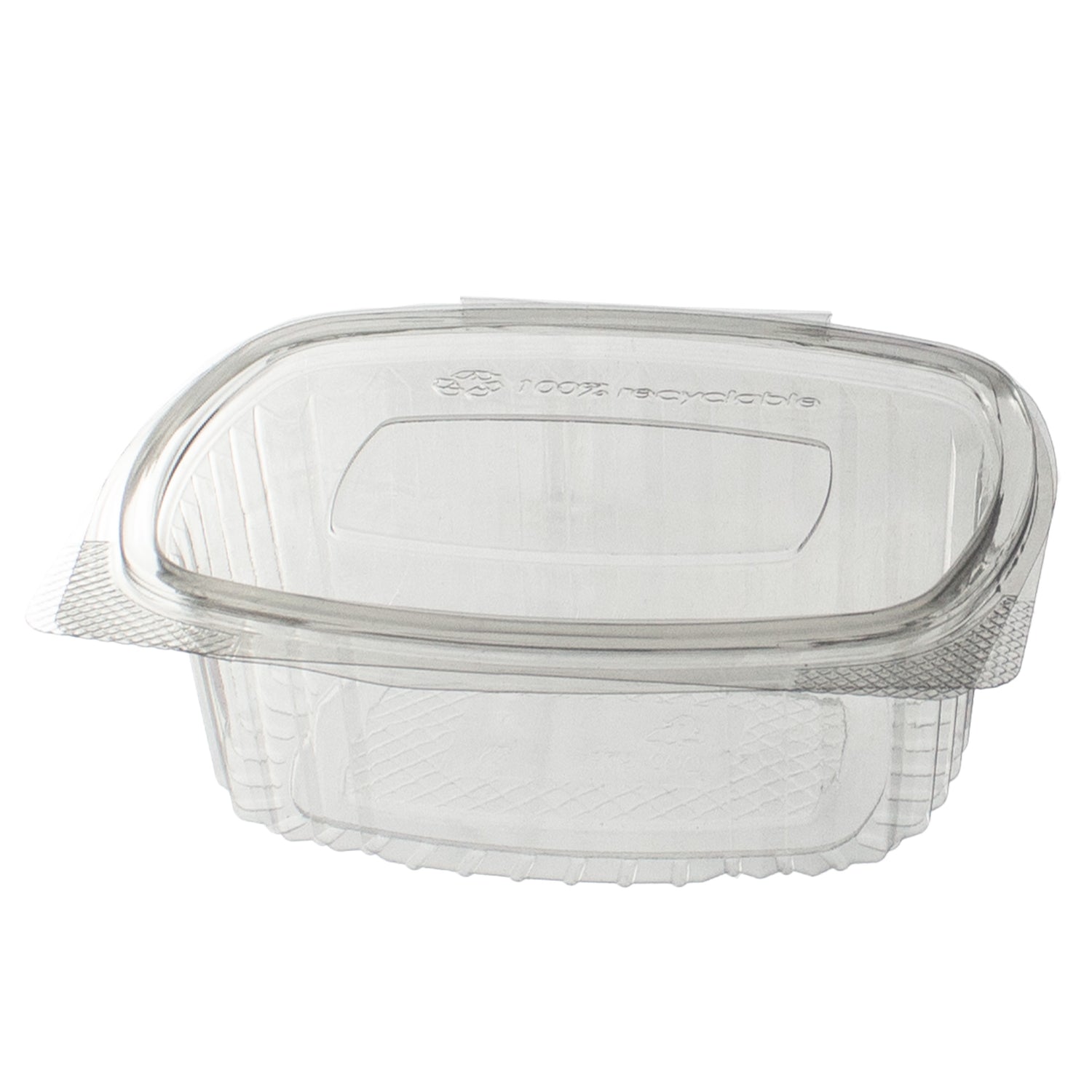 klappschale transparent 375 ml VP 144x115x50 mm RPET Transparent mit anhängendem Deckel