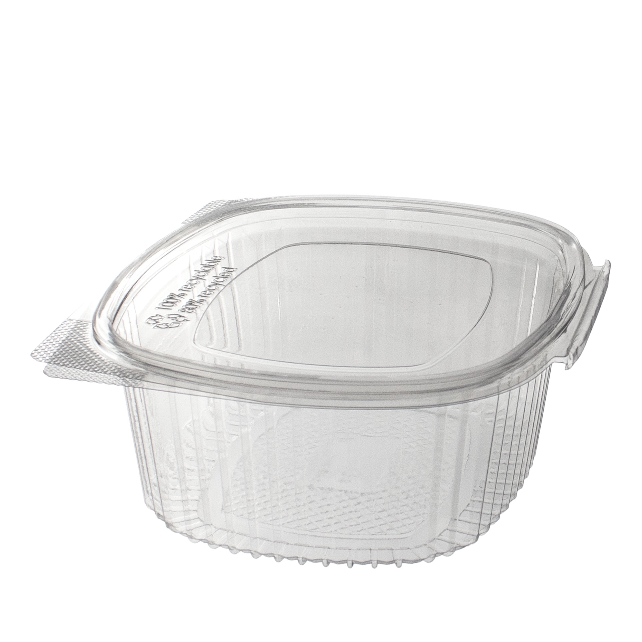 klappschalen oval 500 ml VP 150x124x55 mm RPET Transparent mit anhängendem Deckel