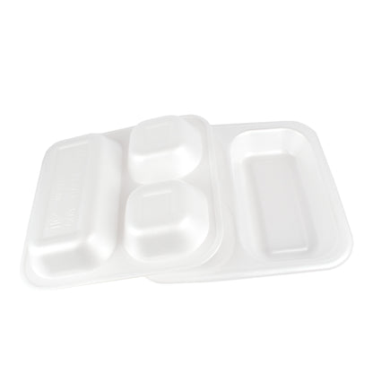 menü-schale XPS 603 3-geteilt 262×247×40 mm weiss laminiert 1150 ml