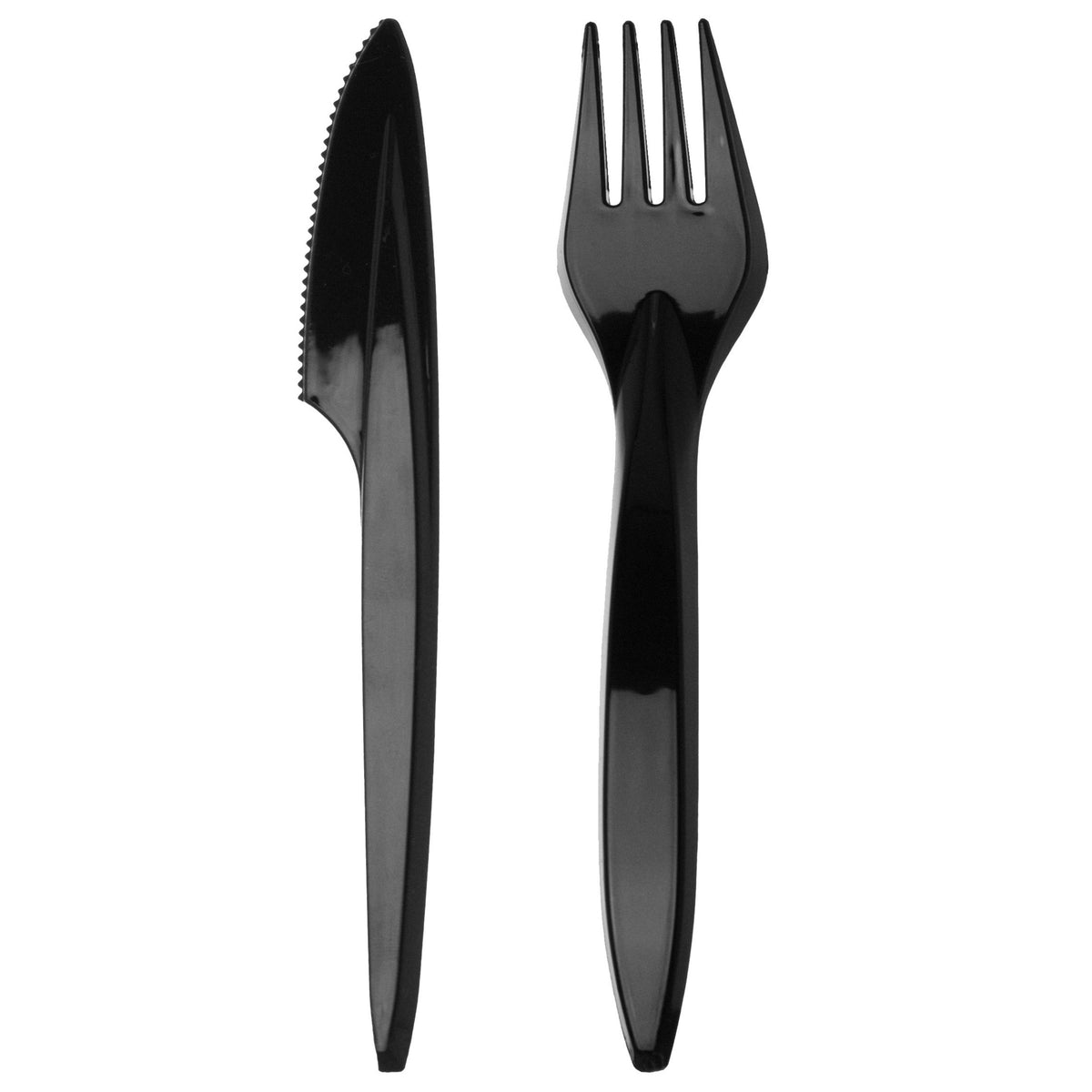 Plastikbesteck Schwarz 100 Stück Premium Set- Plastikgabeln und Messer