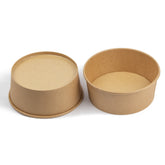 salat to go bio einweg 750 ml Salatbox Kombi 148x129x60 mm mit Deckel Kraft Braun Rund