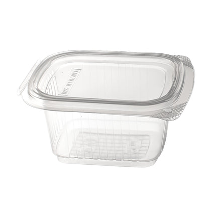 salatbecher PP 250 cc. 127x105x41 mm Rechteckig mit anhängendem Deckel