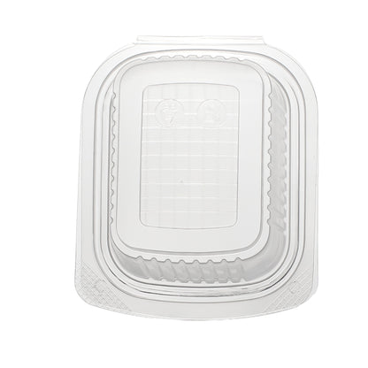 verpackungsbecher PP 250 cc. 127x105x41 mm Rechteckig mit anhängendem Deckel